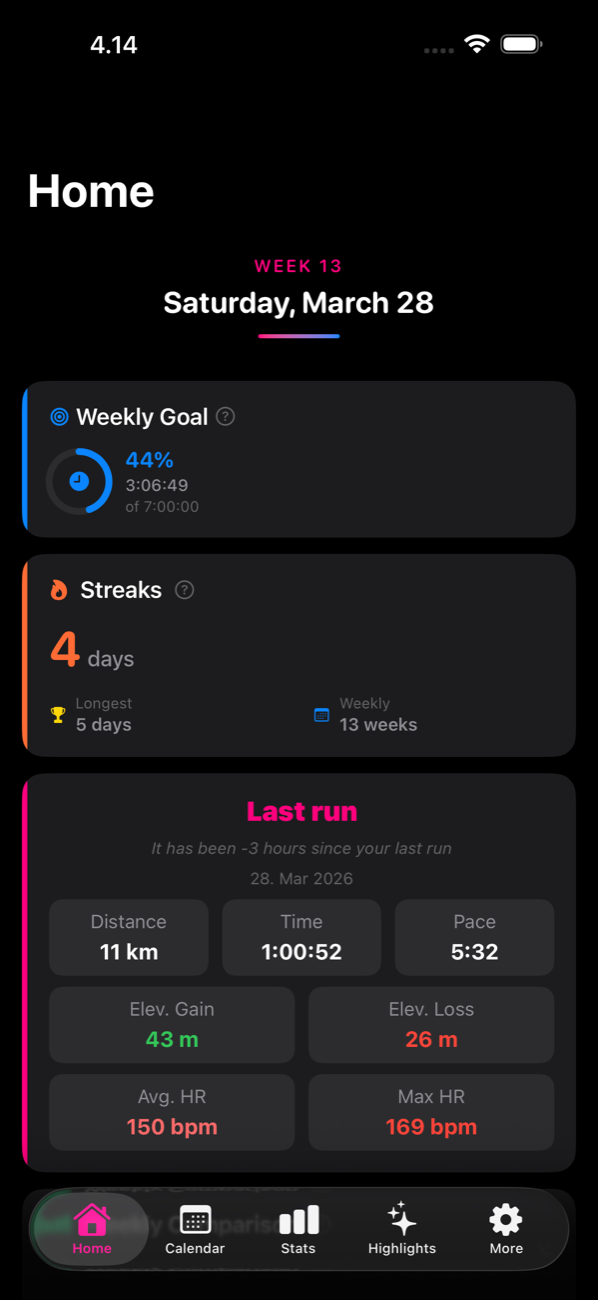 EveryStride home dashboard
