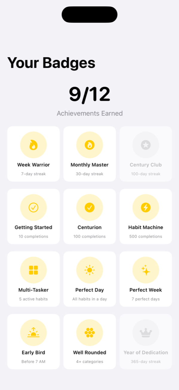 Achievement badges collection