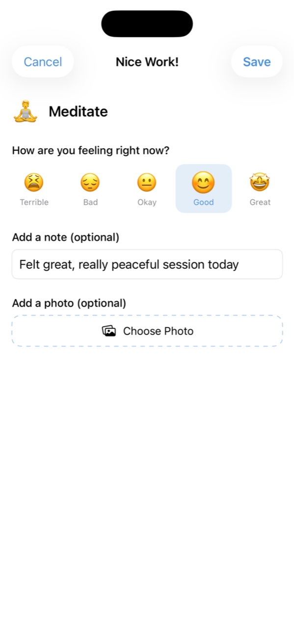 Mood tracking and completion