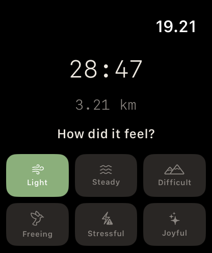 Watch post-run feeling