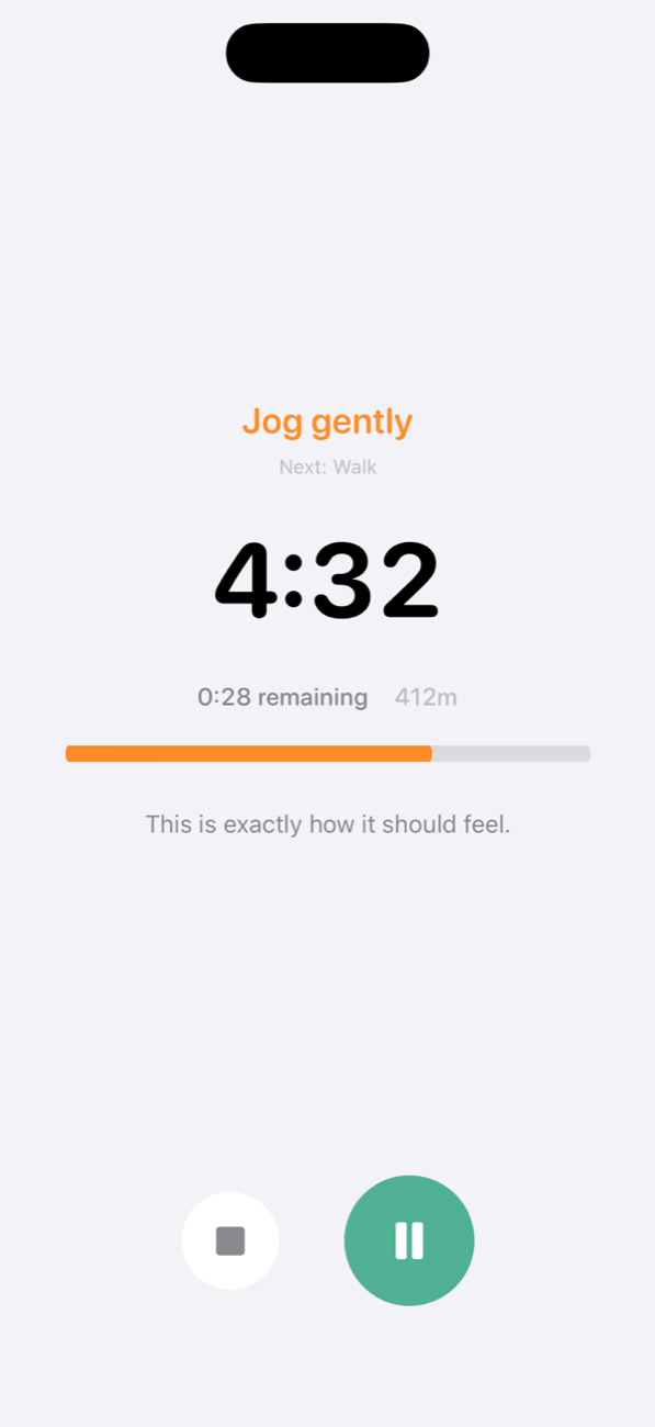 Active session timer with interval coaching