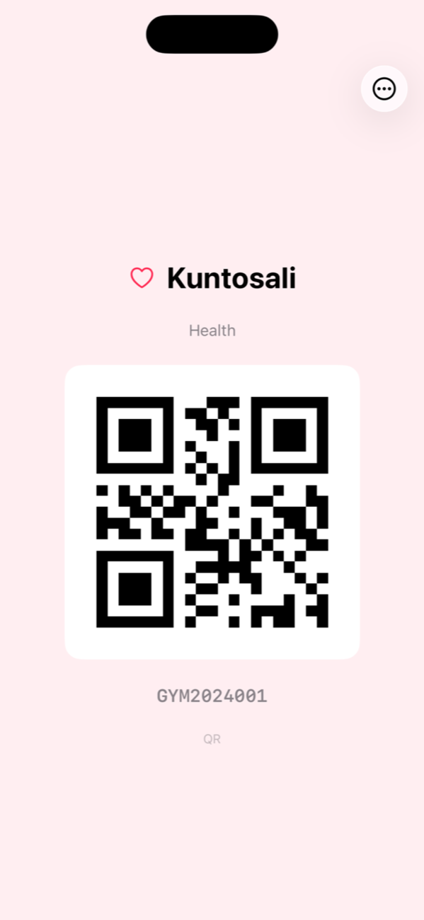 QR code detail view for gym membership