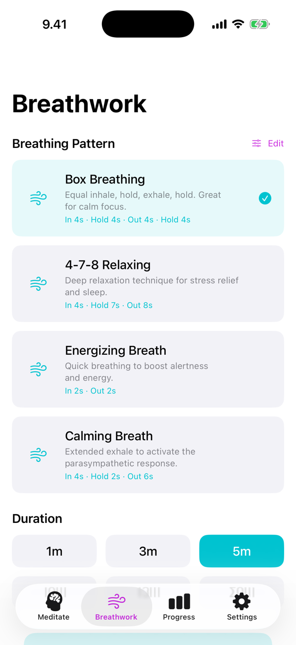 Breathwork patterns list